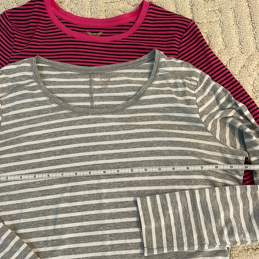 Lot of 3 a.n.a + 1 STRIPED LONG SLEEVE COTTON TOPS (16-18) XL-XXL - Picture 2 of 5
